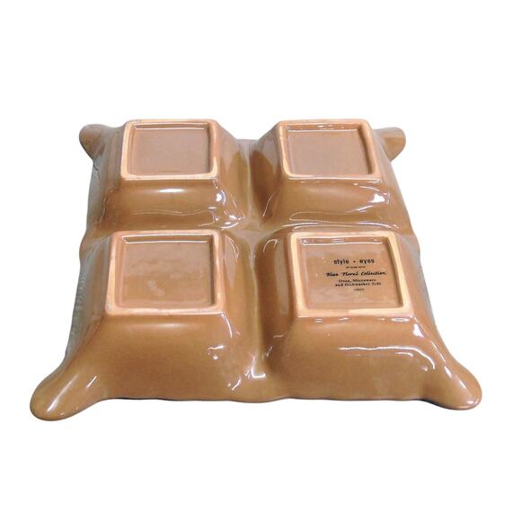 Baum Bros Divided Serving Tray 12.5" Dish Blue Floral Collection Platter Tuscan - Picture 3 of 7